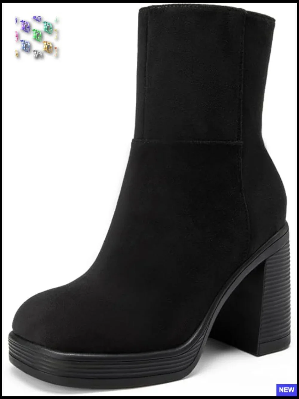 Square Toe Platform Ankle Boots Chunky Block Heel Fashion Dress Booties